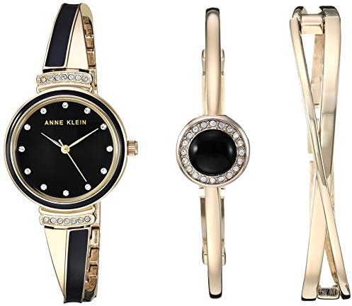 Anne Klein Women's Premium Crystal Accented Watch and Bangle Set