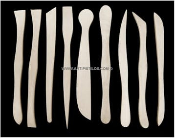 Artipistilos Set 9 Palillos De Madera Para Modelar - Altura: 20 Cms. Aprox., Moldes Y Herramientas Para Porcelana