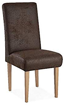 CAVADORE Esszimmerstuhl Kira / Polsterstuhl für Küche, Esszimmer oder Wohnküche in Lederoptik / Passend zur Küchengarnitur Kira / 48 x 103 x 62 / Hochwertiges Mikrofaser: Braun