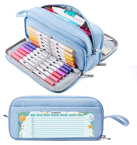 KALIDI Federmäppchen mit 3 Fächer Große Kapazität Mäppchen Federtasche Stiftetasche Pencil Case Bleistifttasche für Schule & Büro