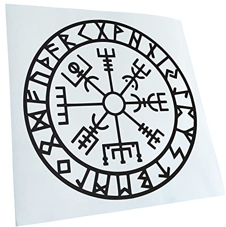 Kiwistar - Autocollant - runes boussole viking - 50 x 50 cm - noir mat - G50 - Pour voitures, vélos, véhicules, motos, cyclomoteurs, tuning, vitres arrière