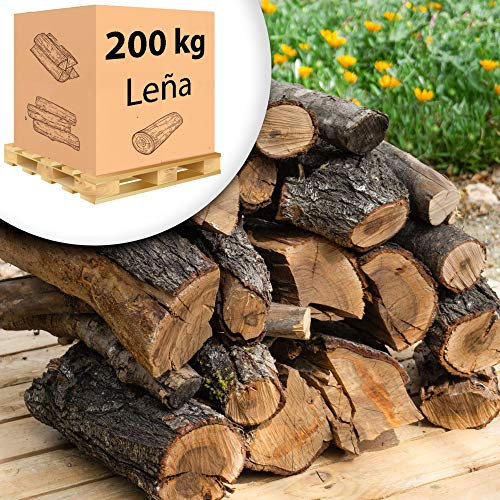 200 kg, 800 litros leña para Chimenea Alto Poder calorífico. Pallet 1/5 tonelada. Troncos Cortos 40 cm, Estufa, Barbacoa, Fuego al Aire Libre, tala sostenible