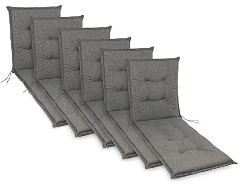 sunnypillow 6 Stück Liegenauflagen 190 x 60 - Auflage Sonnenliege Polster für Gartenliege extra dick 9cm - Polsterauflagen Outdoor, wasserdicht, UV Lichtecht für Gartenmöbel Liegestuhl Liegen - Grau