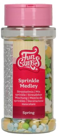 FunCakes Sprinkle Medley Frühling: Tortenstreusel, großartiger Geschmack, perfekt zum Verzieren von Torten, Streuselmischung. 50 g.
