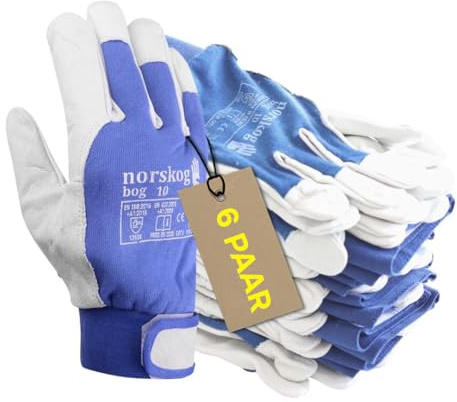 norskog BOG Arbeitshandschuhe Lederhandschuhe für Herren Handschuhe Schutzhandschuhe Gartenhandschuhe Montagehandschuhe Bauhandschuhe Lagerhaus Garten Baustelle LKW-Fahrer Heimwerker 6 Paare Gr. 8