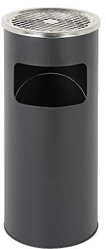 Cubo de basura con cenicero para exterior, cenicero sobre pie de acero inoxidable con basura, papelera cenicero – 25 x 60 cm (negro – 1pc)