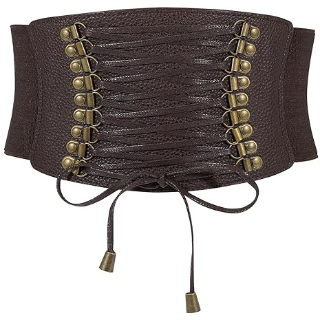 WERFORU Cinturón elástico de cintura ancha para mujer, cinturón de corsé elástico vintage para vestido, marrón, Länge 78cm( für Taille Größe 75-80cm)