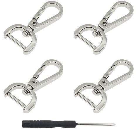 SAFYY Karabinerhaken mit Schraubstange, strapazierfähig, 2,5 cm D-Ring, drehbarer Karabinerverschluss mit Schraubendreher für Schlüsselband, Tasche, Leder, Handwerk, Geldbörse, Hardware, DIY-Tasche,