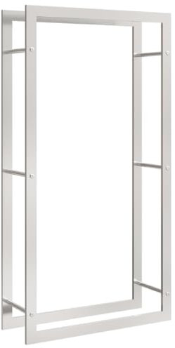 vidaXL Brennholzregal, Kaminholzregal mit viel Stauraum, Kaminholzständer Feuerfest Korrosionsbeständig, Kaminholzhalter Stapelhilfe Feuerholzregal, 80x28x154cm Edelstahl