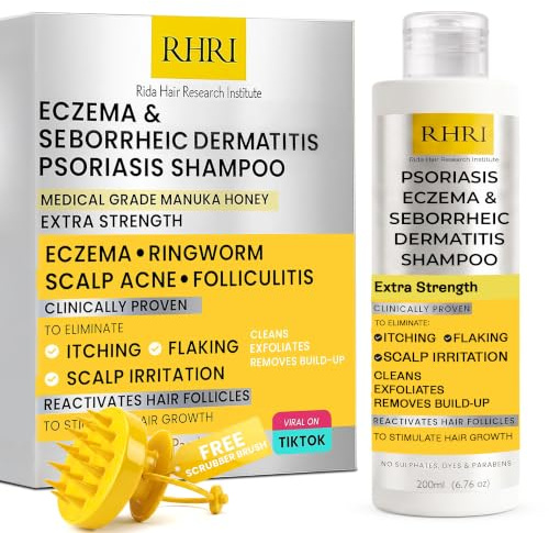 Rida Hair Research Institute Psoriasis Shampoo for Men & Women | Itchy Scalp Treatment with Manuka Honey | Best for Eczema, Seborrheic Dermatitis, Ringworm & Folliculitis Scalp Treatment