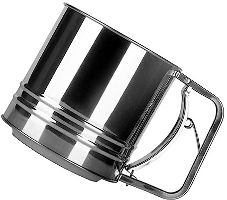 Zerodeko Stainless Steel Semi-Automatic Flour Sifter Large Capacity Hand Crank Baking Flour Strainer for Home Kitchen,