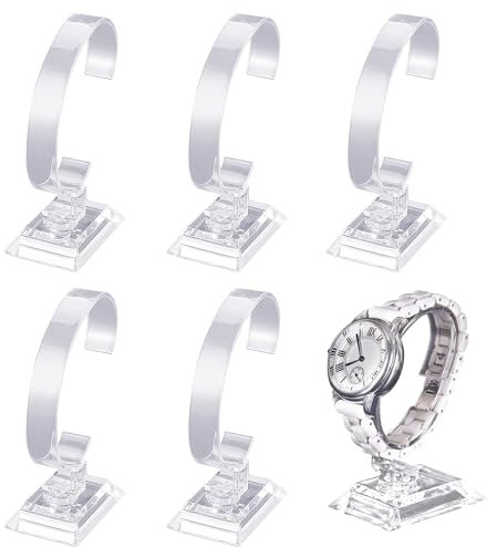 ROLMZJX 6 Stück Uhrenständer,Acryl Uhrenhalter,Transparenter Armbandständer Halter, Uhrenträger Uhrenpräsentation Schmuck Armband Display für Zuhause oder Store Verwendung Transparent