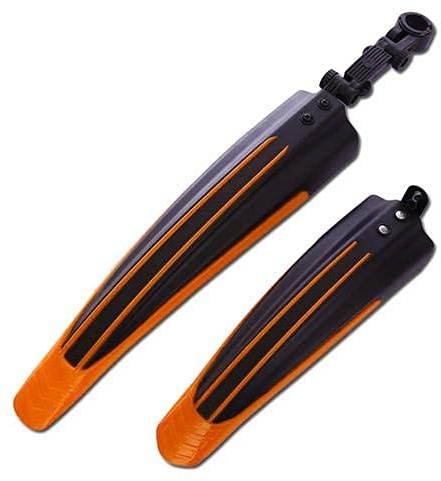 RDAHSUEHH 2 Stück Fahrrad-Schutzblech-Set, tragbar, verstellbar, Rennrad, Mountainbike, Reifen, vorne und hinten, für 24-28 Zoll Fahrräder (Schwarz Orange)