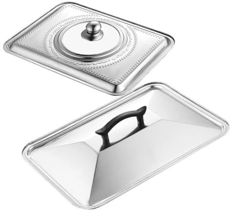 GETAJGHSD 2pcs Square Plate Stainless Steel Lid Pot Lid for Cooking for Home Restaurant for Cooking