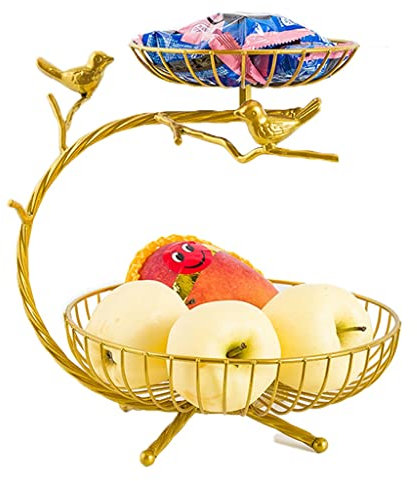 YBVBCXCB Frutero Dorado, frutero Decorativo para Mesa, frutero, Soporte para Aperitivos y Verduras, frutero para Cocina, frutero