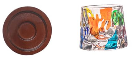 Rotating Whiskey Cup in Vetro e Legno, Forma Unica