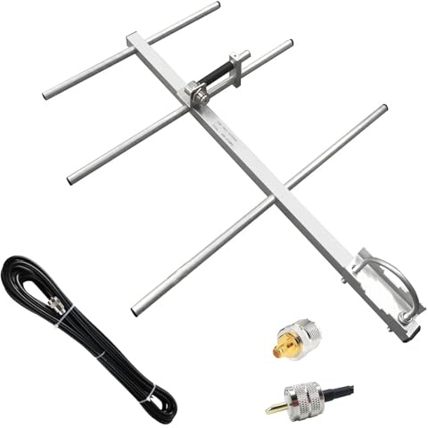 SignalPlus Yagi UHF GMRS - Antena de radio base 400-470 MHz 7dBi para repetidor GMRS/radio jamón, cable coaxial PL-259 macho de 7 metros svy 50-3 (kit completo)
