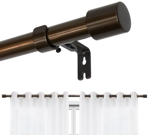 Joydeco Set asta per tende in bronzo regolabile, 81-198 cm, asta decorativa con tappo in alluminio, per doccia, camera da letto, soggiorno DEY2A