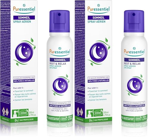 Puressentiel-Spray Aérien Sommeil et Détente-aux12Huiles Essentielles relaxantes100% Pures et Naturelles -Aide à calmer les tensions et favorise le sommeil réparateur -200 ml (l'emballage peut varier)