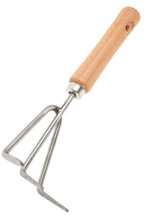 HOMSFOU Rastrello Manuale Da Giardino in Legno Attrezzo Per Giardinaggio Rastrello Da Giardinaggio Manico in Legno Attrezzo Per Scavo e Piantare