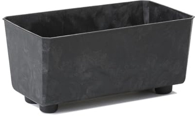 LAMELA Kunststoff Pflanzkasten mit Füßen, 29 x 17 cm - Schwarz Betonoptik | Robust und wetterfest, erhöhte Bauweise mit guter Belüftung - für innen und außen, schützt vor Nässe, Fassungsvermögen 4,2 L