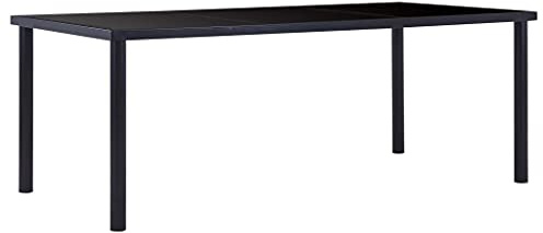Teenpull Mesa de comedor negra, 200 x 100 x 75 cm, tapa de vidrio templado, mesa de cocina moderna, mesa de comedor robusta para el hogar, conjunto de comedor duradero