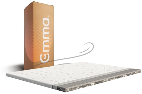 Surmatelas Emma Original Pro Plus 160x200 cm, 8 cm | Housse Extra Thermorégulatrice | 2 Couches Thermorégulantes & Ferme | Mousse HRX | Housse Amovible et Lavable