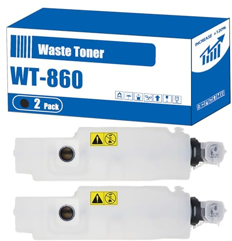 Compatible for Kyocera WT-860 Waste Toner Container FS-C8650DN TASKalfa 3050ci 3051ci 3500i 3501i 3550ci 4500i 4550ci 5500i 5550ci Printers (2-Pack Black)