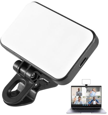 Lampe à selfie à clipser, lampe à pince d'enregistrement vidéo portable rechargeable – Lumière LED pour selfie – pour studio à domicile, vlogging, diffusion en direct, enregistrement vidéo, maquillage