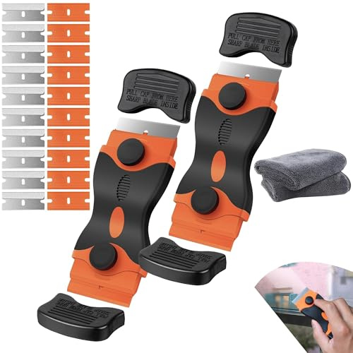 Rascador Vitroceramica 2 Piezas Con Cuchillas De Metal Y Plástico De Recambio, Rasqueta Vitroceramica Profesional Multiusos Para Limpiar Cocina Pegatinas Pintura Vinilo, Mango Ergonómico Antideslizant