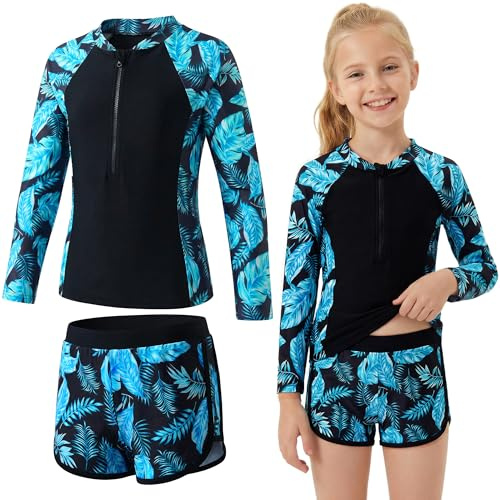 Baogaier Girls Swimming Costume Quick Dry 2Pcs Swimsuit, 11-12 Years, Blue