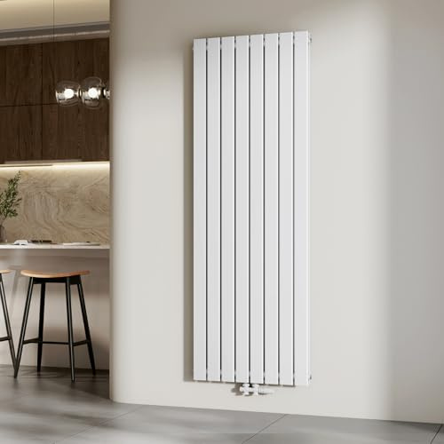 EMKE Radiatore ad Acqua 180 x 61,6 cm, Bianco Lucido,2166 W,20 m² | Termosifone a Parete con Pannelli Piatti Doppio, Riscaldamento Centralizzato per Soggiorno e Bagno, Attacco Centrale 50 mm