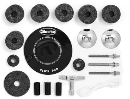 Gibraltar Zubehör Schlagzeug - Drummers Tech Kit - Schutzpad Bassdrum, Spannschrauben, Unterlegscheiben für Becken, Hülsen, Filzstücke, Snareschnüre, Stimmschlüssel, SC-DTK