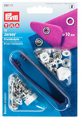 Prym 390111 Nähfrei-Druckknopf Jersey Zackenring Messing 11 mm weiß, Metal