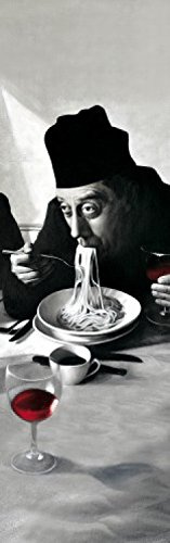 1art1 Kochkunst Spaghetti, Rotwein, Don Camillo Selbstklebende Fototapete Poster-Tapete 240x75 cm