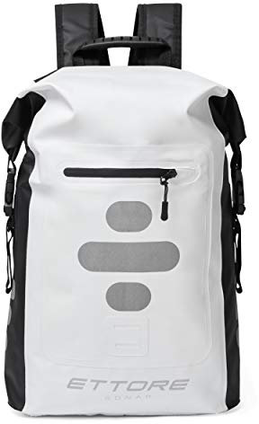 Ettore Fahrradrucksack 100% wasserdichter Rucksack 30L - Weiß/Schwarz - Sonar