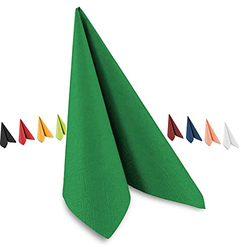 Tafel-Servietten, 3-lagig, 40 x 40 cm, Inhalt 250 St., in unterschiedliche Farben, jeweils abgestimmt auf Einrichtung & Dekoration, für Gastronomie & Zuhause, grün