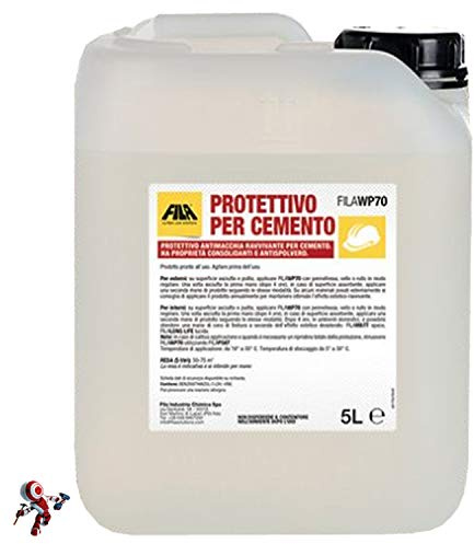 Fila WP70-5 litros de protección antimanchas revitalizante para hormigón, protege y reaviva superficies interiores y exteriores de cemento, autobloqueantes, marmitones de hormigón