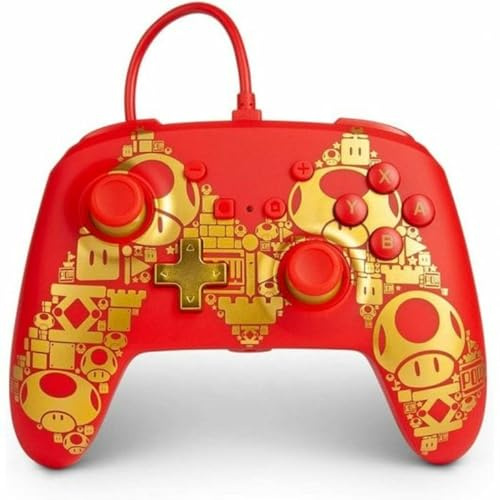 PowerA Enhanced Wired Controller for Nintendo Switch, Switch OLED Model, and Nintendo Switch Lite, Gamepad, Game Controller, Wired Controller, Officially Licensed- Mario Golden M