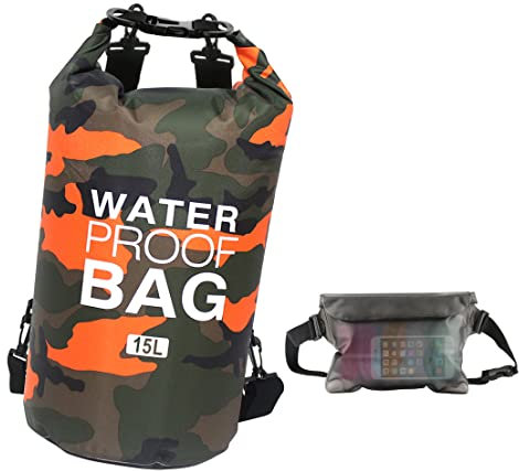 Idefair Wasserdichter Packsack, Schwimmender Trockenrucksack Strandtasche Leichter Trockensack für den Strand, Bootfahren, Angeln, Kajakfahren, Schwimmen, Rafting, Camping 5L 10L 15L 20L 30L