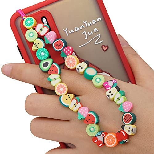 Herbests Handykette Perlen Handyanhänger, Böhmische Bunte Perlen Telefon Kette Strap Acryl Lächeln Stern Perlen Handy Lanyard Telefon Anhänger Universale Lanyard Handy Schmuck Hängen Chian für Frauen