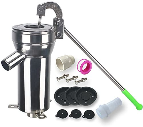 wopee Manual Prensa Pozo De Agua, Manual Relajado Aumentar El Flujo De Cuero Fácil De Usar Prensa De Agua Bomba De Mano Pasado De Moda Cuenco Uso En El Hogar(Size:Pump+6 Leather Bowls)