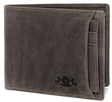 VS SID & VAIN Geldbeutel mit herausnehmbaren Karten-Halter mit RFID Schutz echt Leder - Brieftasche Jacob - Geldbörse extra flaches Design Herrentasche Ledergeldbeutel Herren braun handgefertigt