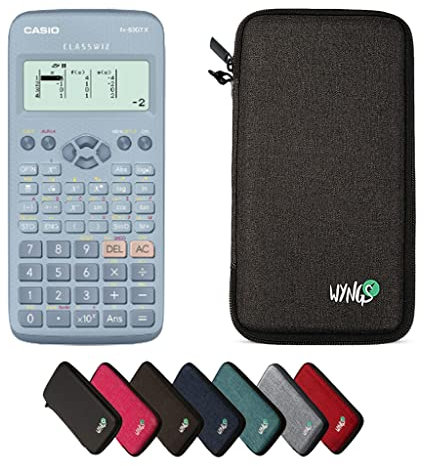 Casio fx-83GT X Blau inkl. WYNGS Schutztasche Dunkelgrau - Wissenschaftlicher Taschenrechner - Basic Set