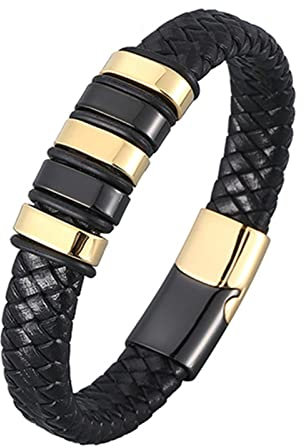 Ayoiow Männer Armband Indianer, Metall Armband Herren Herren Armbänder Leder Geflochten Armband mit Schnalle