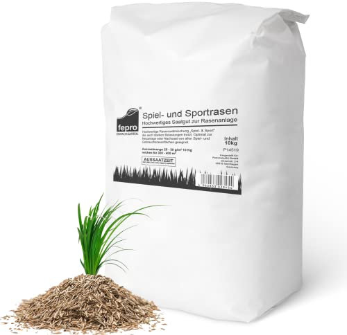 5kg Rasensamen Sport und Spiel schnellkeimend 200m², robust, tiefgrün, ideal für Neuansaat und Nachsaat, Rasensaat Grassamen Frühjahr
