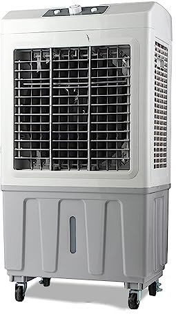 Enfriador De Aire por Evaporación, Humidificador Industrial, Aire Acondicionado 3 en 1 Con Enfriamiento Natural/humidificador y 3 Velocidades, Rueda de 360°, 6 Cajas de Hielo, Enfriamiento Eficiente
