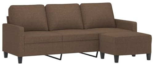 vidaXL Sofa 3 Sitzer, Couch mit Fußhocker, Liegesofa für Wohnzimmer, Polstersofa Sessel Relaxsofa Loungesofa Relaxcouch TV Sofa, Braun Stoff