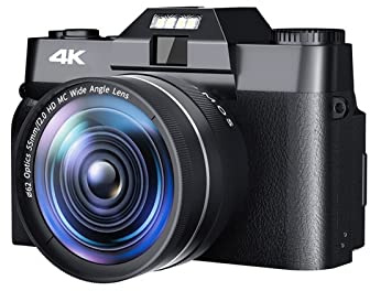 Videocamera 2 PCS 48MP Fotocamera digitale for la fotografia Flip Screen Videocamera Selfile Zoom 16X 4K Streaming Videocamera Fotocamera digitale per vlogging ( Color : 2 PCS , Size : 64G TF CARD )