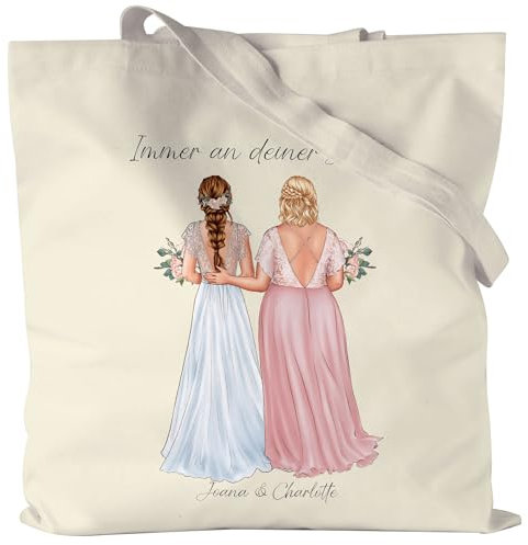 Kiddle-Design Trauzeugin Jutebeutel Personalisiert mit Name der Braut & Brautjungfer | Frage & Danke-Geschenk für Freundinnen Dankeschön Brautjungfern & Brautparty
